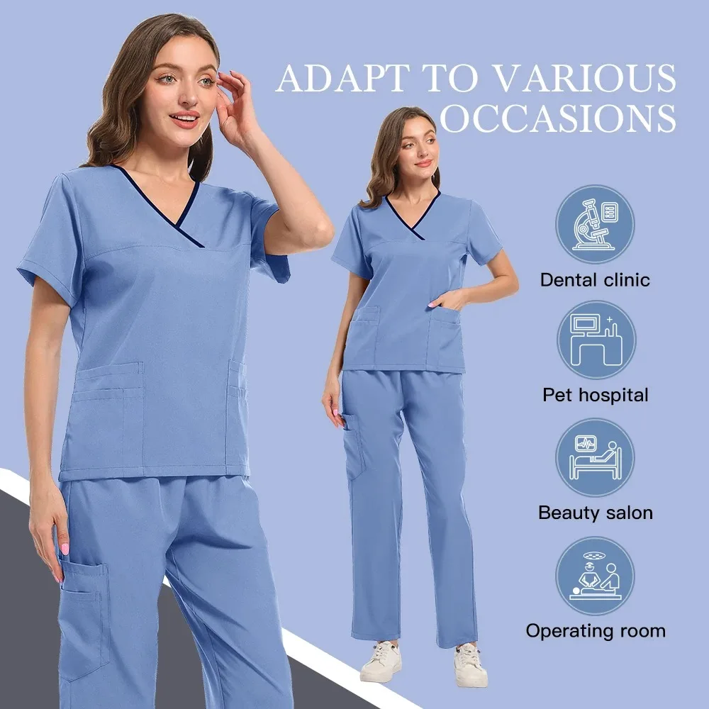 Uniforme d'infirmière, uniforme de SPA de beauté médicale, gommage dentaire, ensemble de gommages de soins de santé pour femmes, robe chirurgicale, haut + pantalon, costume, vente en gros