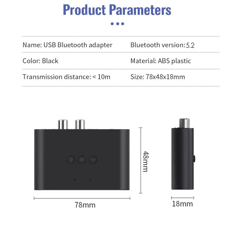 Bluetooth 5.2 Audio Receiver RCA 3.5Mm AUX Jack Stereo Music Wireless Adapter With Mic For Car Kit Speaker Amplifier
