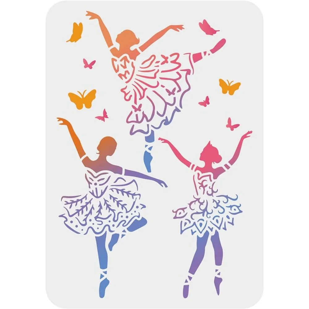 

Ballet Girl Painting Stencil 11.7x8.3 inch Hollow Out Dancer Girl Craft Stencil Reusable Plastic PET Butterflies Stencil Art