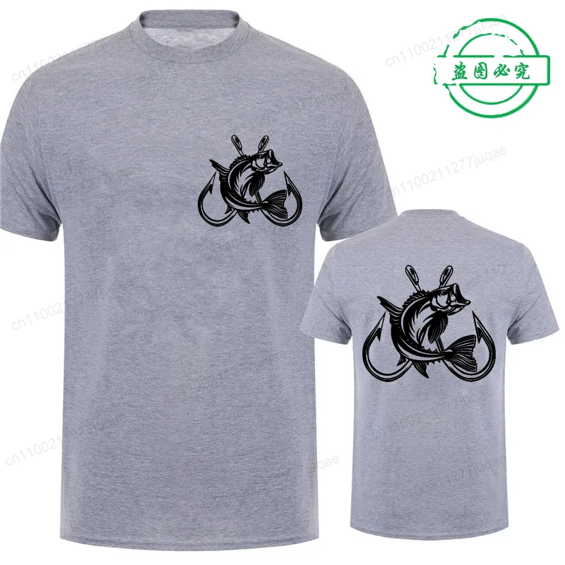 Fishing Fish Hooks Print T Shirt Men Vintage Angler Graphic Short Sleeve Tee Casual Oversized Streetwear Fishing Lover Outfit