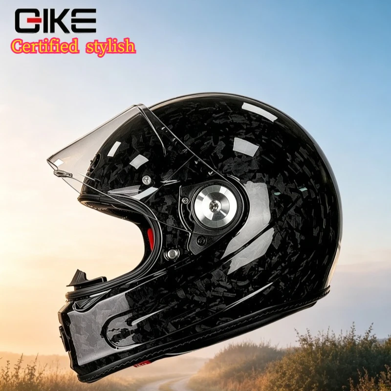 Qike Carbon Fiber Full-Face Motorcycle All-Season Ultra-Light Riding Safety Helmet with New National Standard 3C Certification