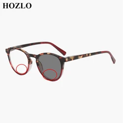 Women Retro Round Photochromic Bifocal Reading Sunglasses Female Look Near Far Leopard Presbyopia Glasses Hyperopia Spectacles