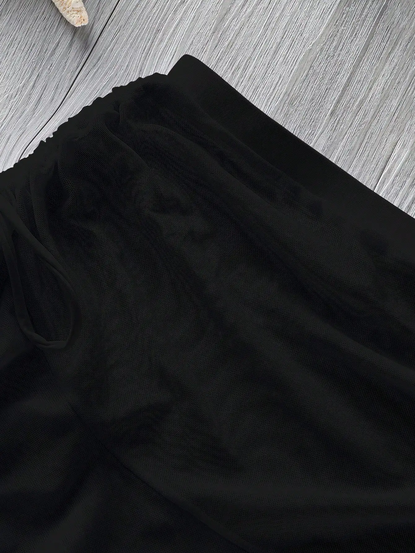 

Women's Black Mesh Pleated Skirt Bikini Bottom For Beach Vacation