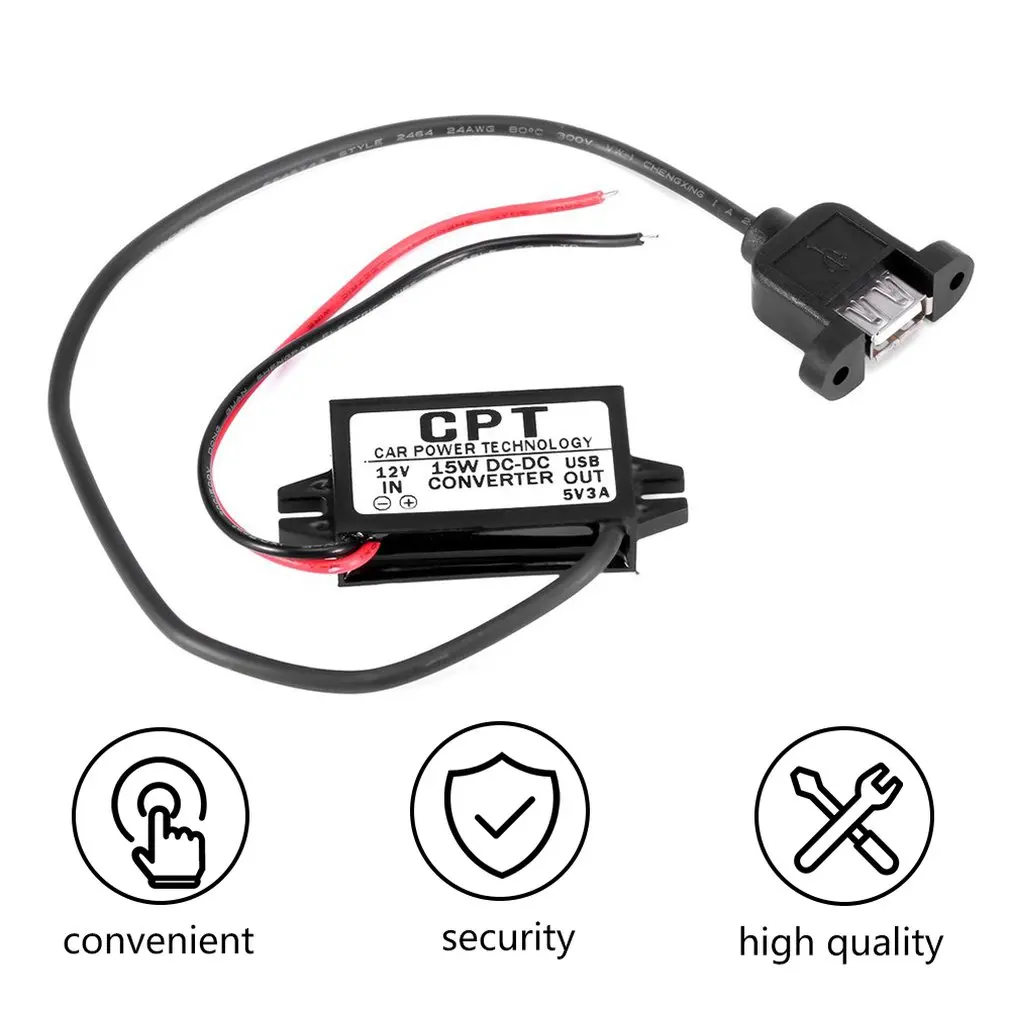 Hot DC Converter Module Car Power Technology Charger Single Port 12V To 5V 3A 15W with Micro USB Cable Dropshipping Wholesale
