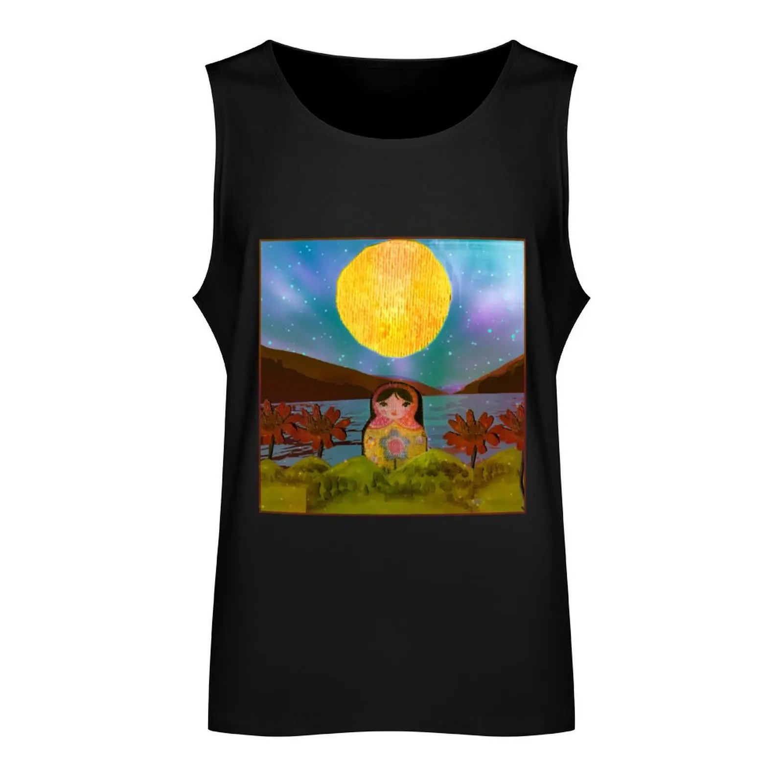 Magic Night Moon Mountain Matryoshka Tank Top Clothing sleeveless shirt man mens clothing