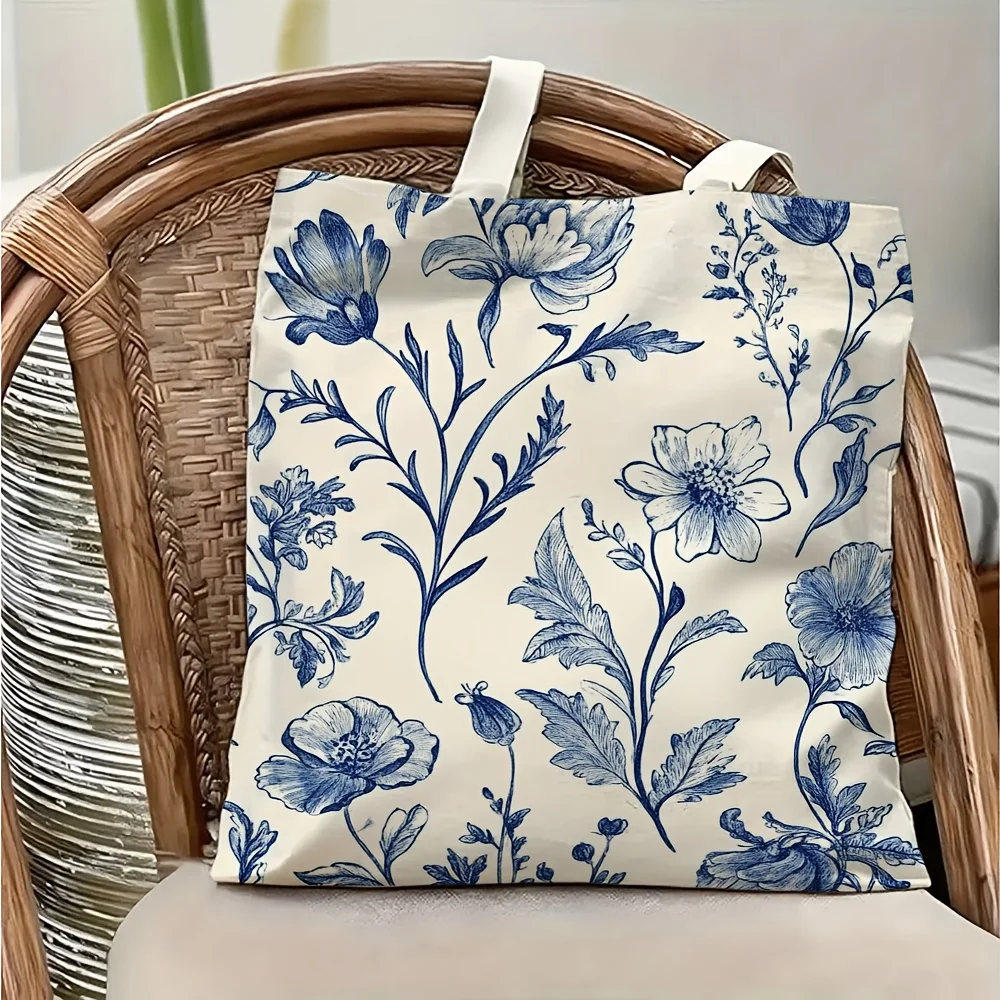 Elegnat Flower Print Multifunctional Reusable Large Capacity Travel Bag Foldable Shopping Bags High Quality Canvas Bag for Women