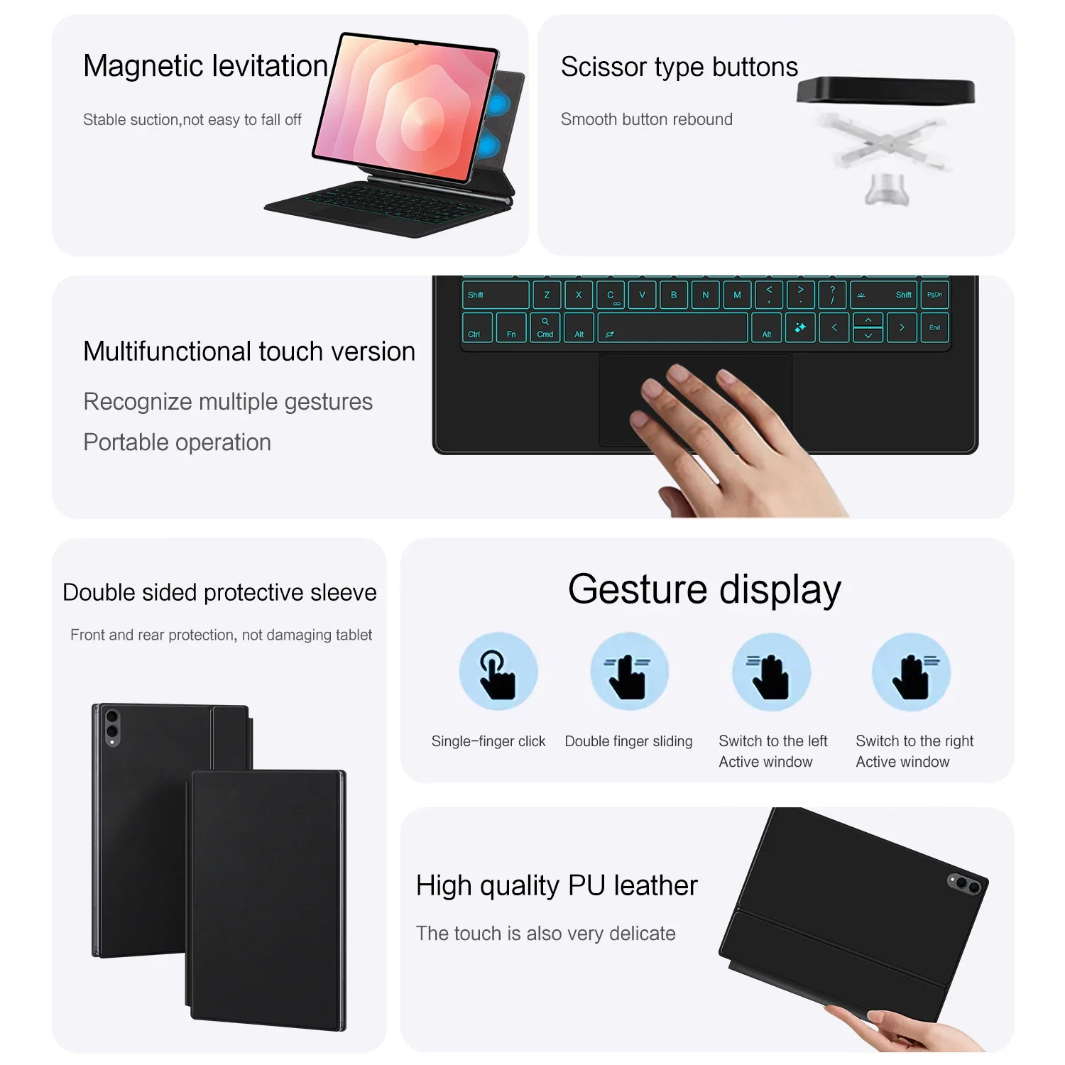 حافظة لوحة المفاتيح السحرية بإضاءة خلفية لهاتف سامسونج جالاكسي تاب S11 الترا 14.6 " 2025 SM-X930 SM-X936B غطاء ذكي للكمبيوتر اللوحي متعدد اللمس