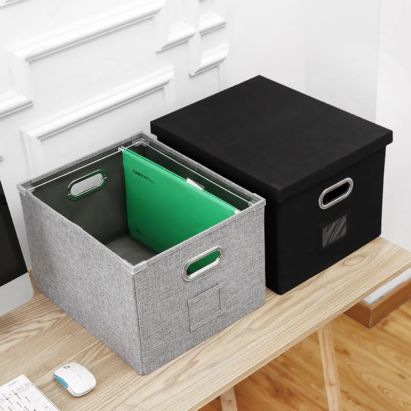 Document Storage Box, Office Desktop Data Sorting Storage Box, Foldable Fabric Storage Box