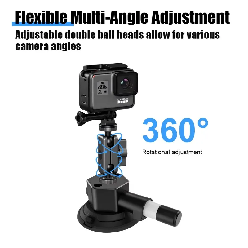 Full Accessories Vacuum Suction Cup Mount Set 360 Adjustable Magic Arm Phone Clip for Vehicle DSLR Action Camera Shooting