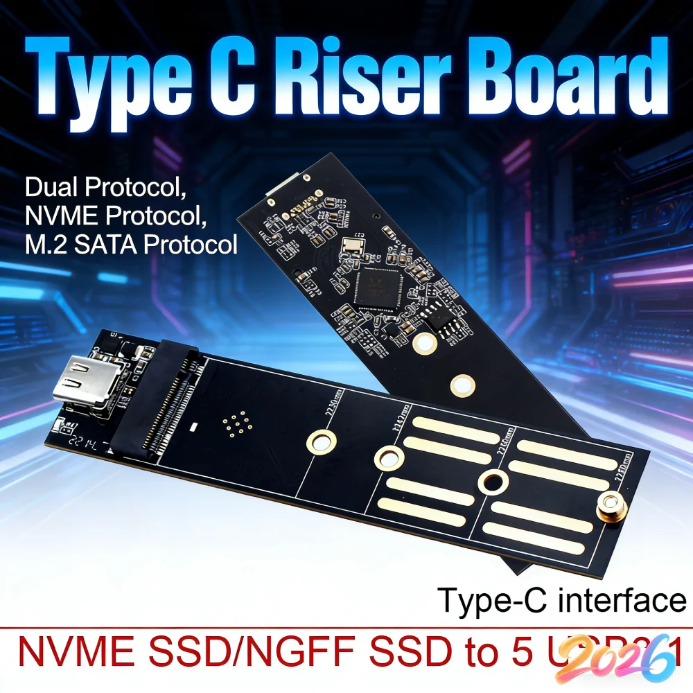 SATA/NVME SSD To USB 3.1 Type C Converter Adapter 10Gbps 6Gbps M.2 To USB 3.1 Type C NGFF B+M Key for 2230 2240 2260 2280 M2 SSD