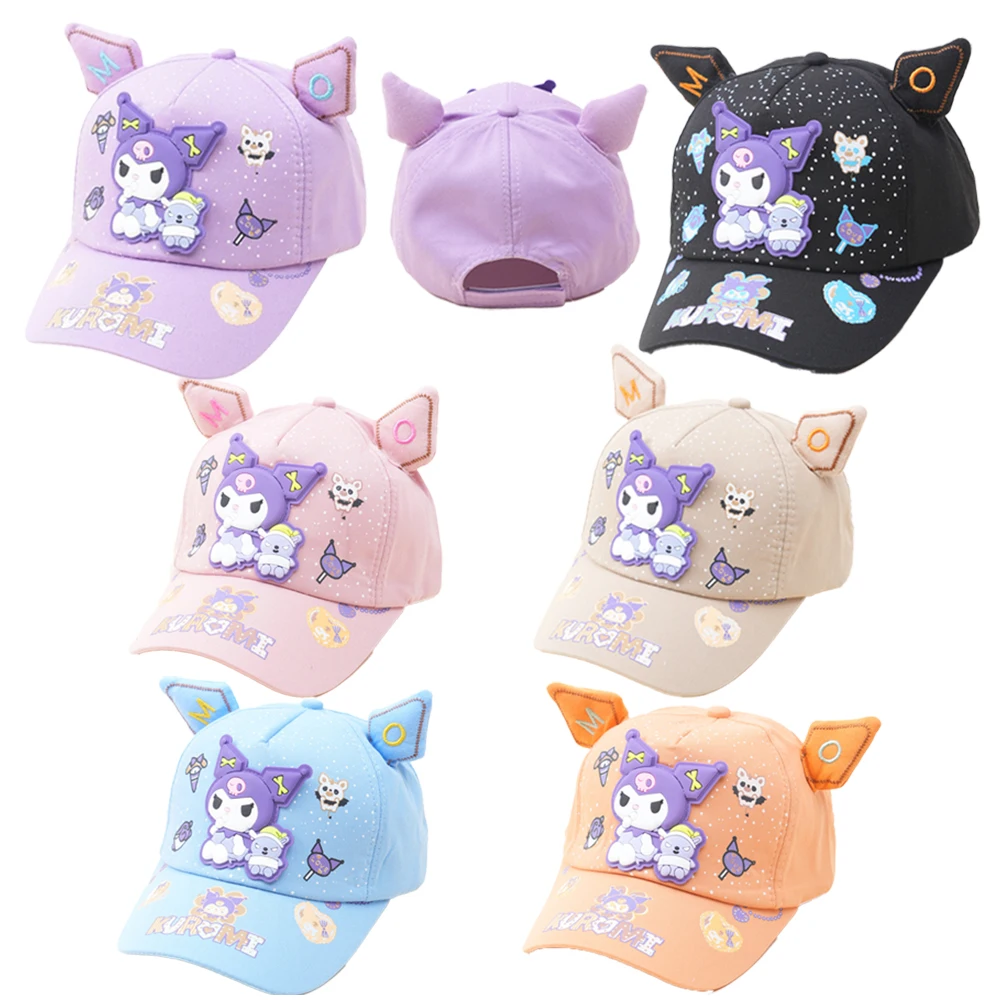 

Kawaii Kuromi Hat Sunshade Sunscreen Baseball Caps Cute Ears Summer Spring Children Girl New Peaked Cap Kuromi Headwear Gift Hat
