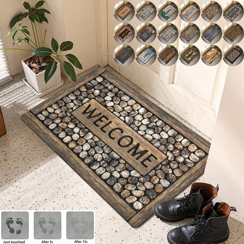 

1PC Holiday Home Floor Decoration Welcome Mat Non-slip Entrance Door Floor Mat Water-absorbent and Quick-drying Bathroom Mats