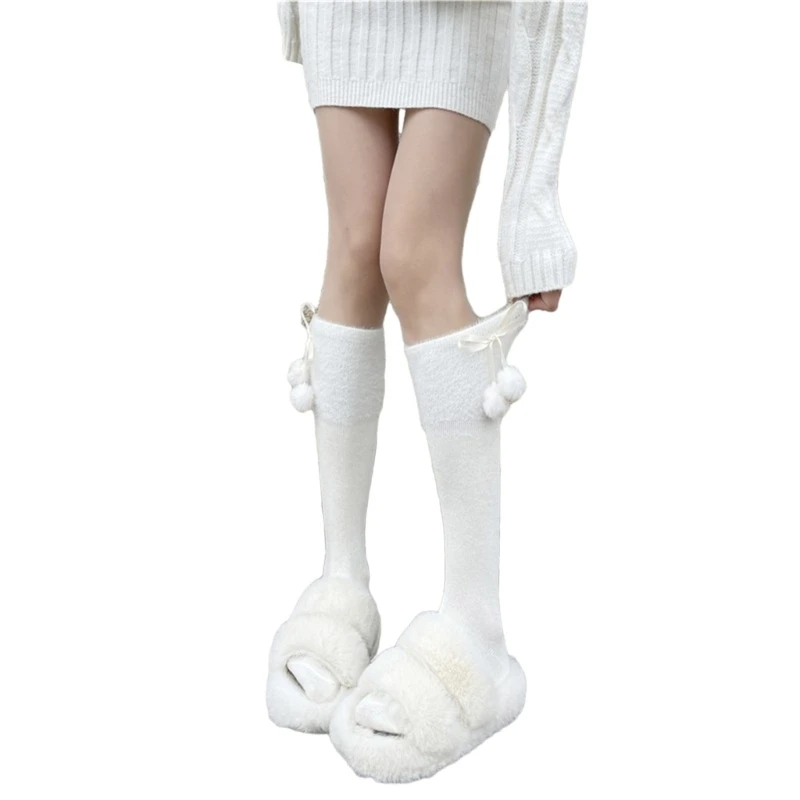 Sweet Knee Highs Socks Bows Bandages Knee Highs Stockings Pompoms Calf Sock