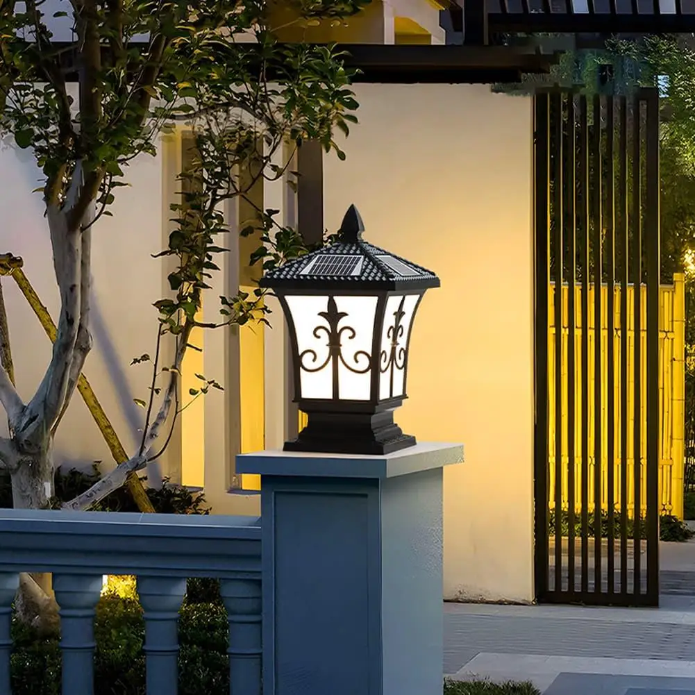 Solar LED Light Outdoor Garden Decoration Column Lamp Waterproof Street Garland Lawn Lamp Exterior Patio Pillar Light