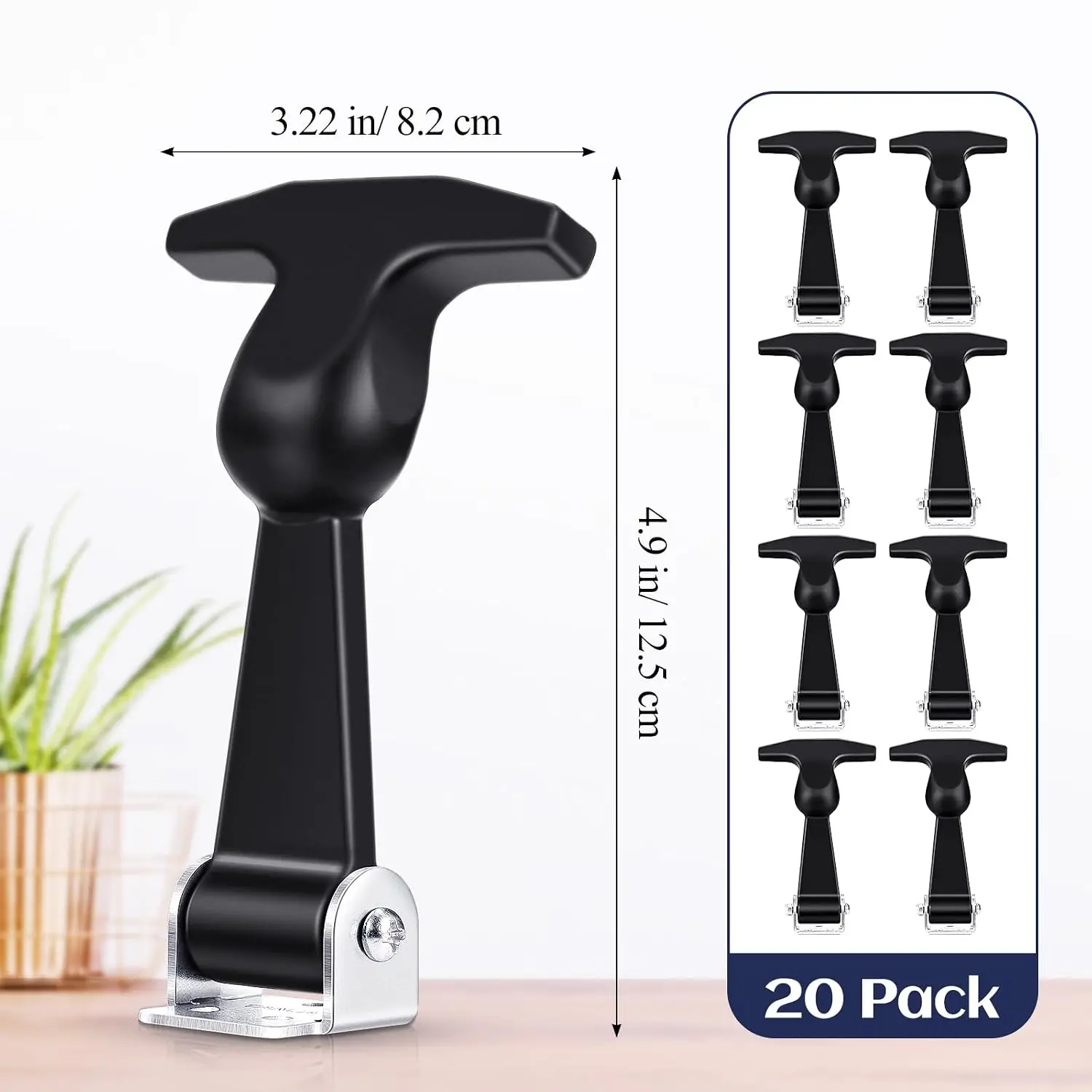 20 Pcs Rubber Latches T-Handle Steel Brackets for Hood Cabinet