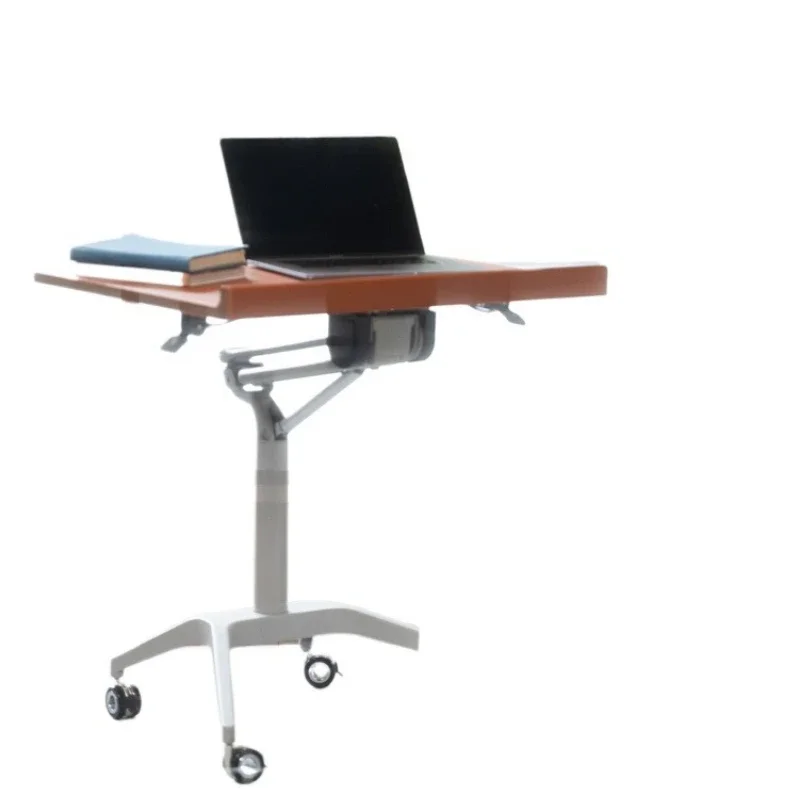 

Gold brown saddle leather writing desk computer desk metal bracket