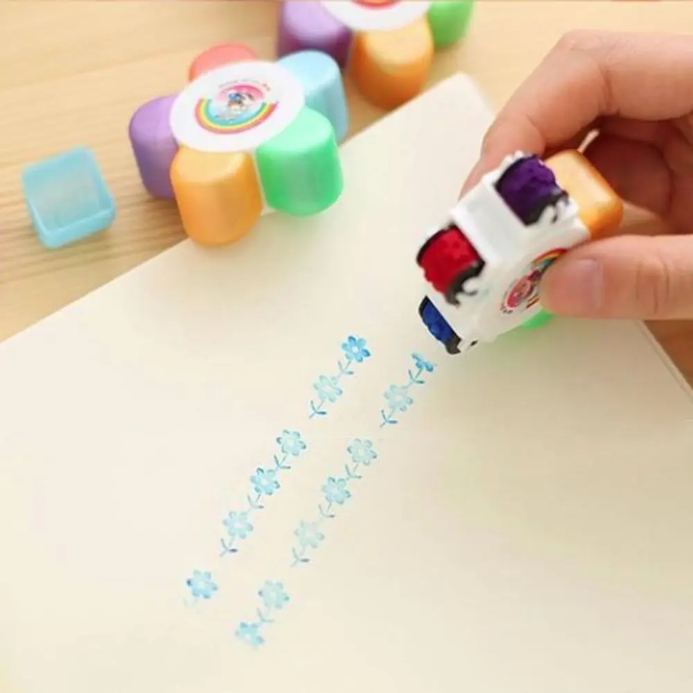 Children Gift Hand Account Funny Toy Student Stationery Decorative Stamp Drawing Diary Tool Seal Roller Stamps DIY Craft Stamp