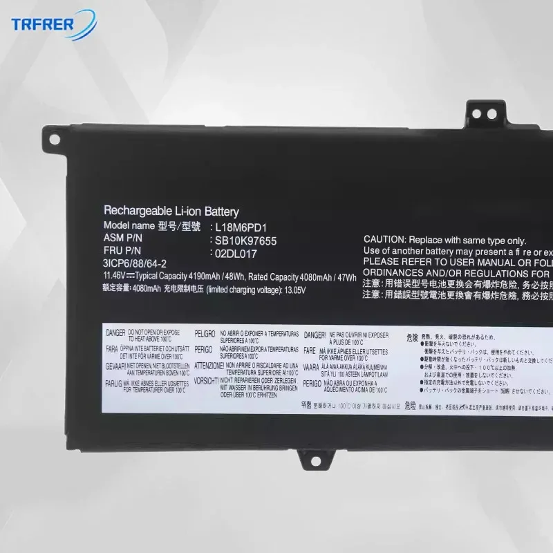 

Morocco L18C6PD1 laptop battery for Lenovo ThinkPad L18M6PD1 X390 X395 X13 L18L6PD1 02DL017 SB10K97655 02DL018 48wh