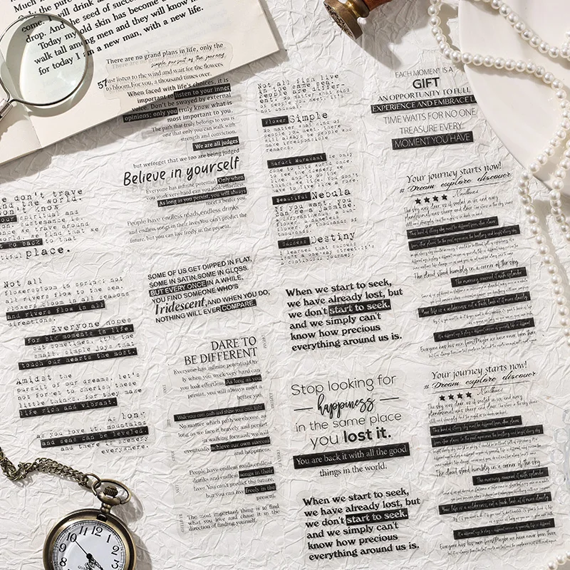 JIANQI 20 sheet Vintage INS Large size Text fragments Stickers Decorative Labels Diary Album hand made Scrapbooking supplies