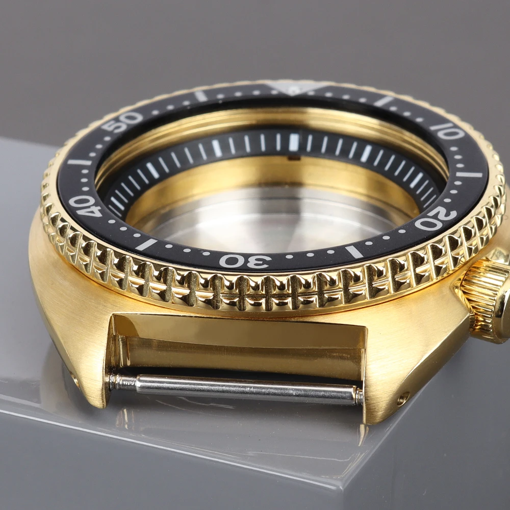 45mm Luxus-Uhrengehäuse aus 316L Stahl, Tauchergehäuse mit Saphirglas für NH34 NH35 NH36 NH38 4R35 7S26 Uhrwerke, Mod 6105 Turtle Abalone Gehäuse – Detail 6