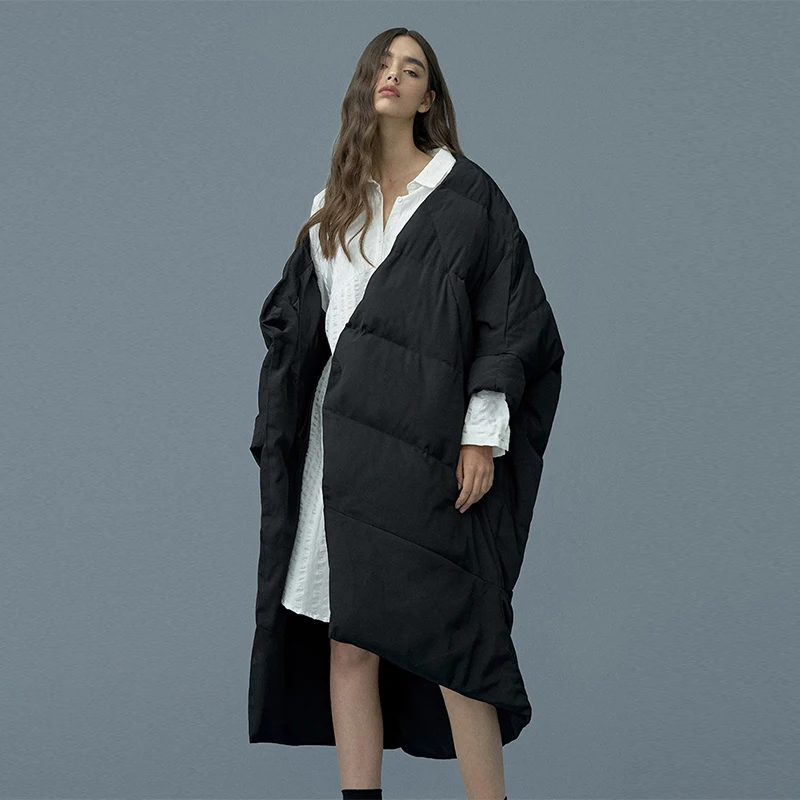 Nova moda especial inverno feminino pato para baixo jaqueta oversize vários métodos de vestir quente casulo senhoras engrossar parkas high-end