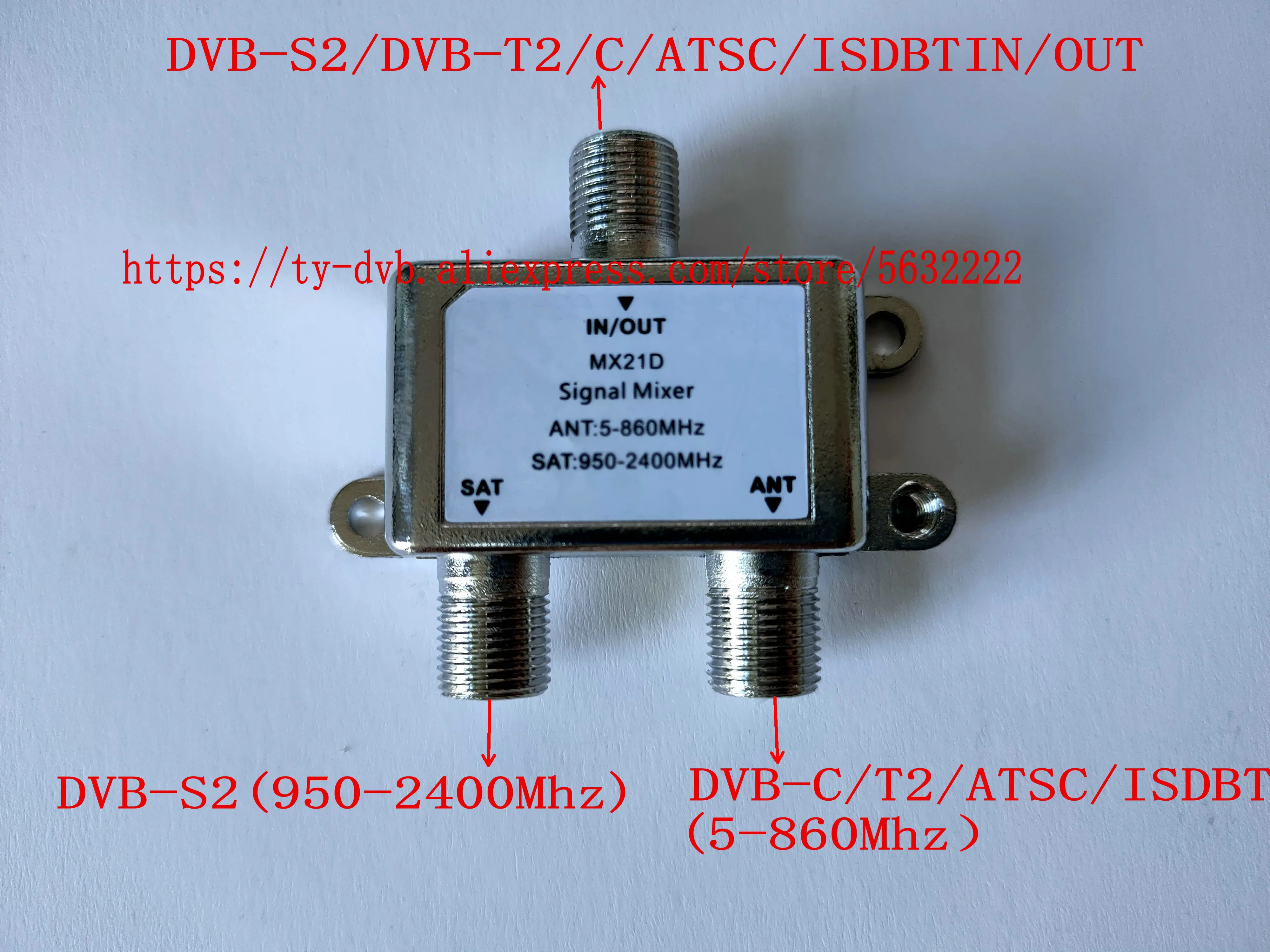 DVB-S2 + DVB-C DVB-T/T2 /atsc/isdbt Mixer combiners SAT950-2400Mhz + ANT 47-870MHz ดาวเทียม + สายเคเบิ้ลทีวีไร้สายตัวแยกสัญญาณ