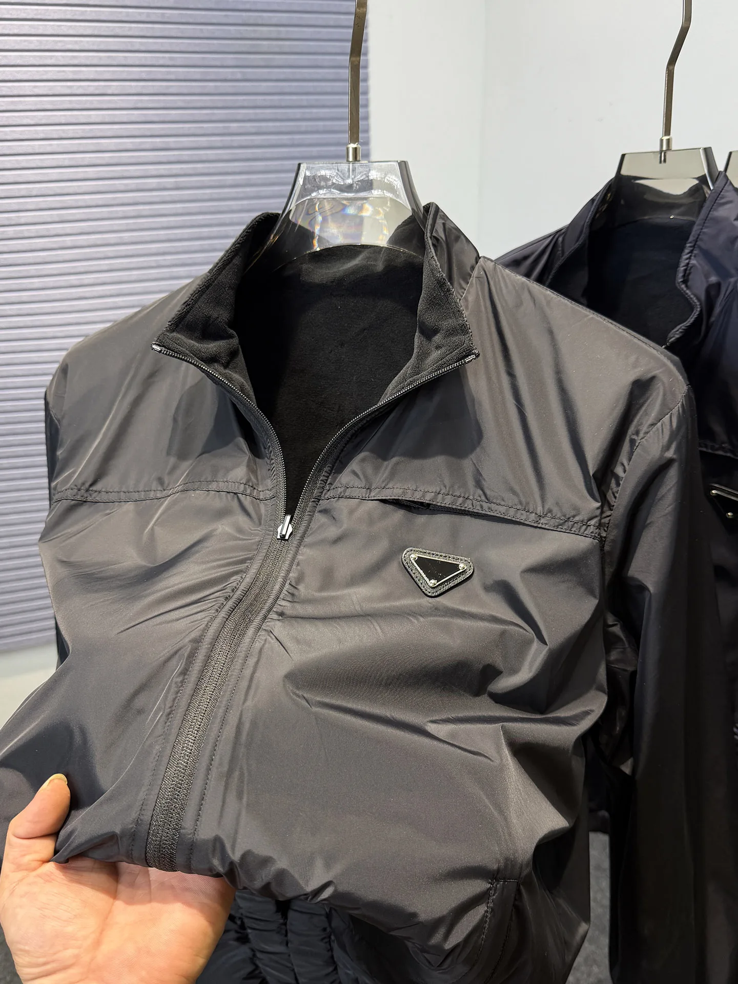 

Двусторонняя куртка с воротником-стойкой для мужчин, осенне-зимняя, для активного отдыха, повседневная, однотонная, из нейлонового волокна