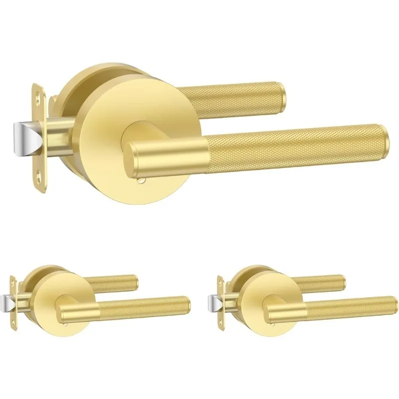 

Ручки для межкомнатных дверей с рифленой поверхностью, матовое золото, без ключа, реверсивные, для левой и правой стороны, для спальни и ванной комнаты