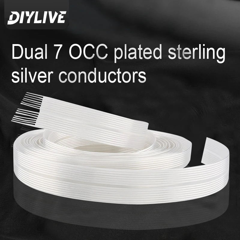 Hifi OCC Silver Plated music Ribbon Audio Cable Wire Hi-end Loudspeaker Cable 14 Cores Audio Line High Quality Speaker cable