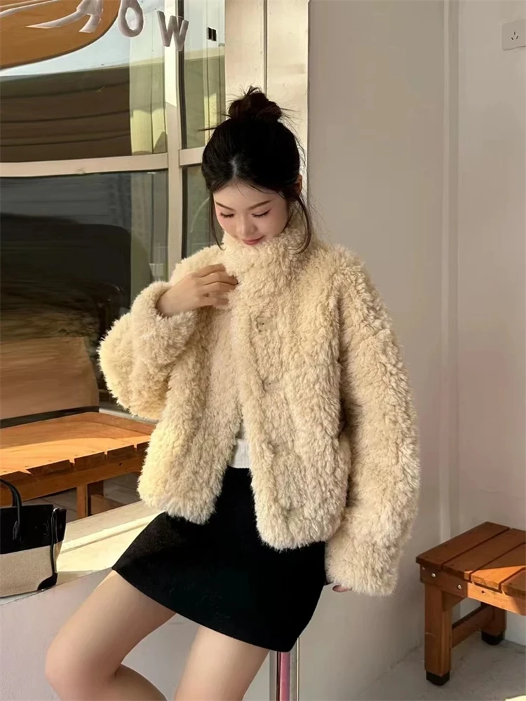 

Thiened двусторонняя одежда из овечьего меха, хлопковая куртка, женская весенняя высококачественная новая хлопковая одежда Sle, красивая одежда...