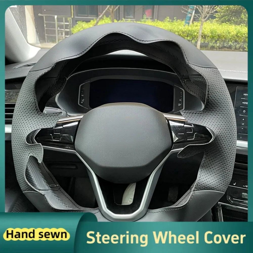 Capa de volante de carro personalizada costurada à mão para Volkswagen VW Atlas Golf 8 Mk8 Jetta Passat B9 Tiguan Sharan Acessórios para carro