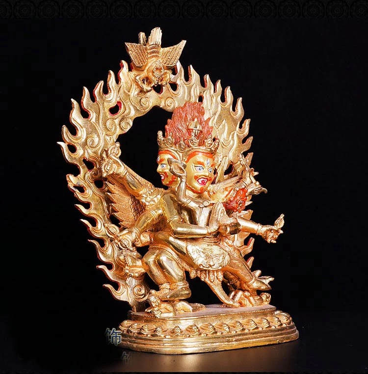 Temple 25cm large# GOOD Buddha # bless family home efficacious Buddhist Ba Jin just vajra gilding statue