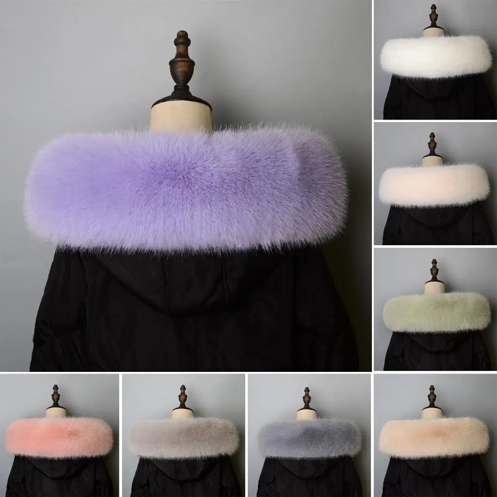 

Faux Fur Collar Soft Fluffy Faux Fur Hood Trim Collar for Diy Clothes Sewing Plush Warm Hood Collar Multi Colors for Jackets