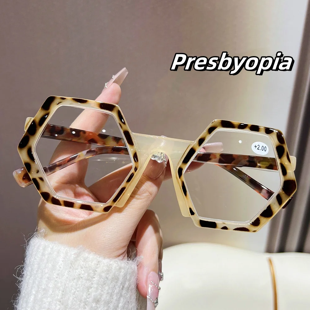 

New Men Women Spotted Frame Reading Glasses Big Frame Far Sight Eyewear Blue Light Blocking Presbyopia Eyeglasses 0 To +4.0