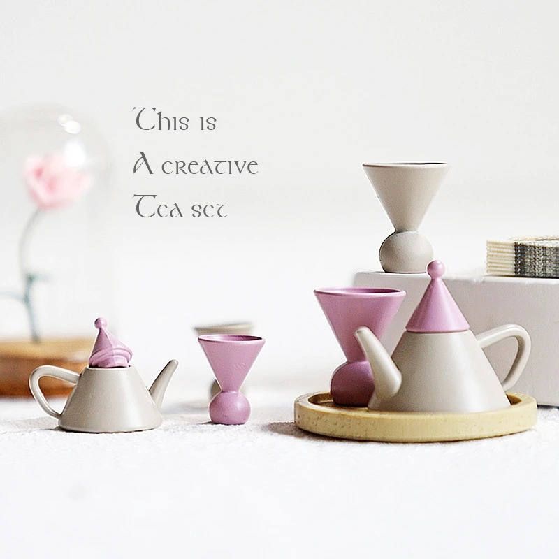 Casa de muñecas en miniatura a escala 1/12 o 1/6, tetera creativa, juego de tazas de té, juego de simulación, decoración de cocina para muñecas Ob11, accesorios de juguete