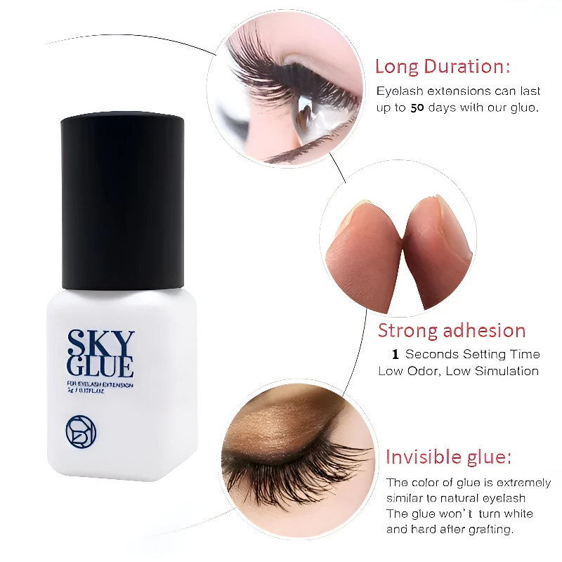 1PC 5ml Korean Original Sky Glue S Plus Type for Eyelash Extension Supplies Low Irritation Quick Drying Waterproof Sky Adhesive