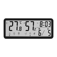 Large Screen LCD Digital Wall Clock Humidity Date Week Display Digital Wall Clock Temperature 12/24H Format Electronic Clock