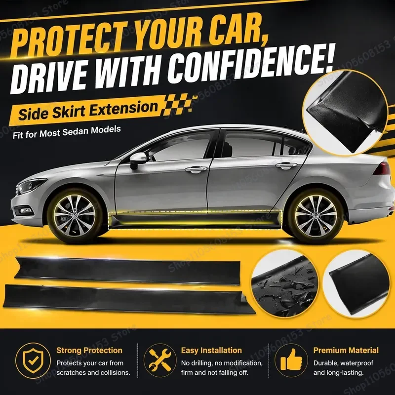 For VW Passat B8 Magotan For Volkswagen Side Skirt Extensions Rocker Panels Diffuser Winglets Aerodynamic Body Kits Universal