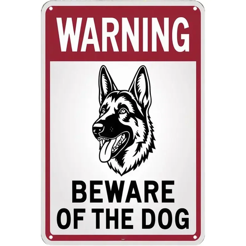 Warning Beware of Dog Tin Sign Vintage German Shepherd Metal Sign 1PC
