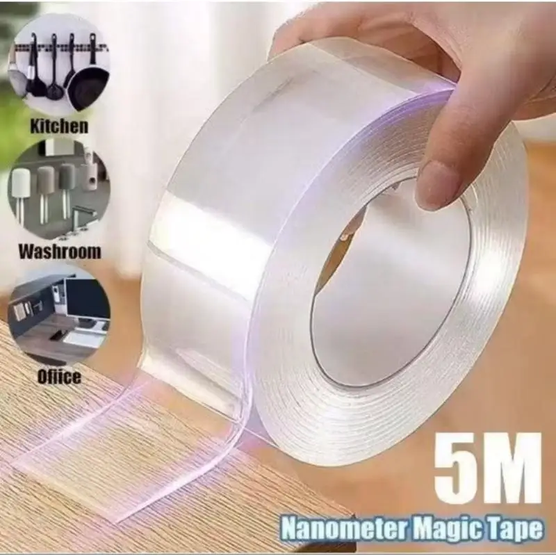/PFU/1/2 Double Sided Tape 1/3/5/10 Meter Extra Strong Transparent NanoGel Silicone Adhesive Glue On Wall Mobile Door