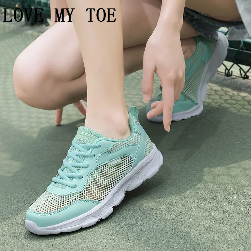 Shoes Woman 2024 Trend Summer Casual Hollow Mesh Light Breathable Women Colorful Sneakers Flats Platform Sport Ladies Trainers