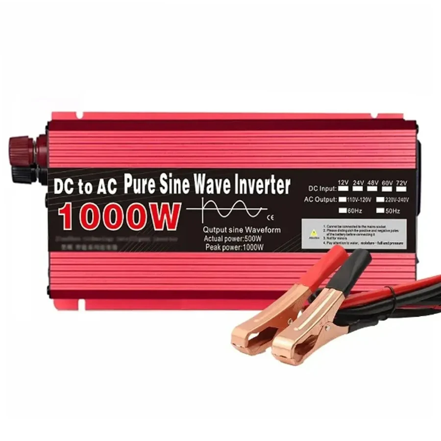 Pure Sine Wave Inverter DC 12V/24V To AC 220V 1000W Portable Power Bank Converter Solar Inverter