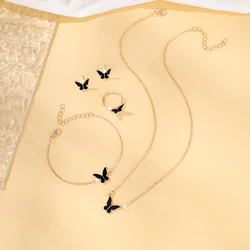 5pcs Exquisite And Elegant Butterfly Pendant Earrings Bracelet Ring And Necklace Perfect As Gift Birthdays Any Special Occasion