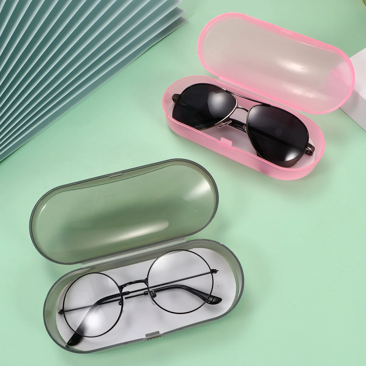 

5pcs Plastic Glasses Case For Sunglasses Eyeglasses Durable Shockproof Protector Box Scratch Resistant Lining Fit Most Frames
