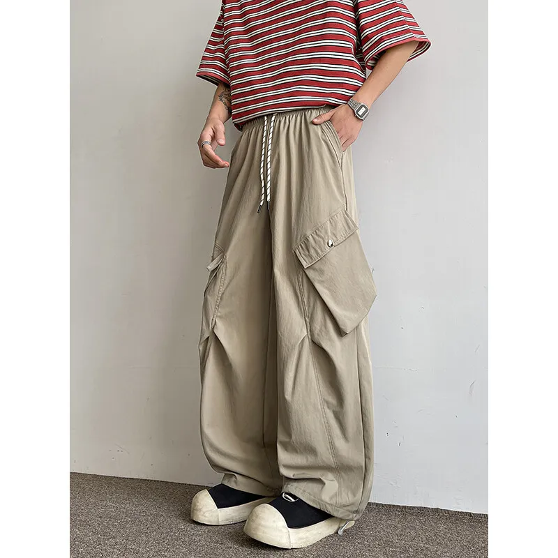 

20254 Trendy Retro Wide-Leg Cargo Pants for Men- High Waist Utility Streetwear, Comfortable & Stylish Casual Fashion Pants M-8XL