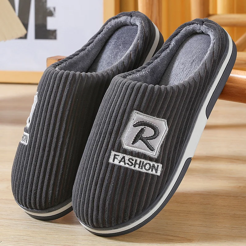 Autumn and Winter Cotton Slippers Men's Indoor Non-Slip Warm Toe Cap