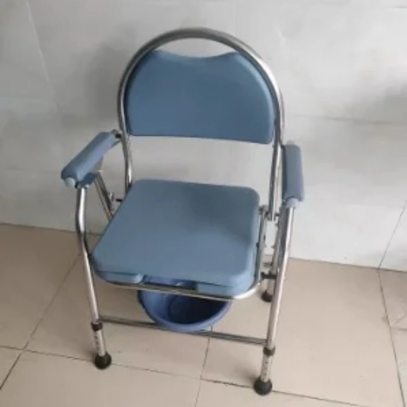 For ‌Folding Commode Toilet Chair - Portable Bedside Commode for Elderly Pregnant Women, Adjustable Mobile Shower Stool Overbed