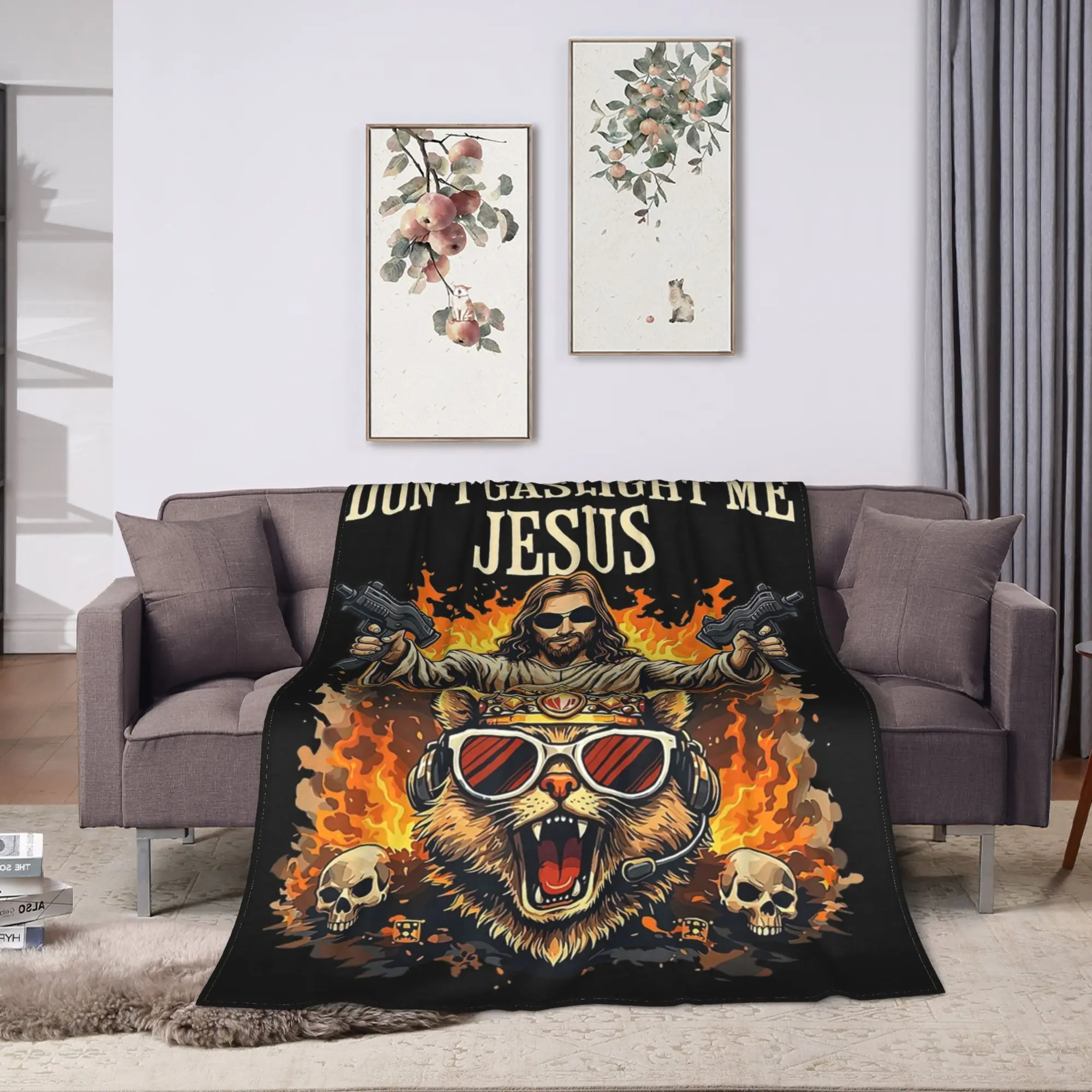 Don't Gaslight Me Jesus Blanket Flannel Dungeon Crawler Carls Lightweight Thin Throw Blankets for Bedding Bedroom Bedding Throws