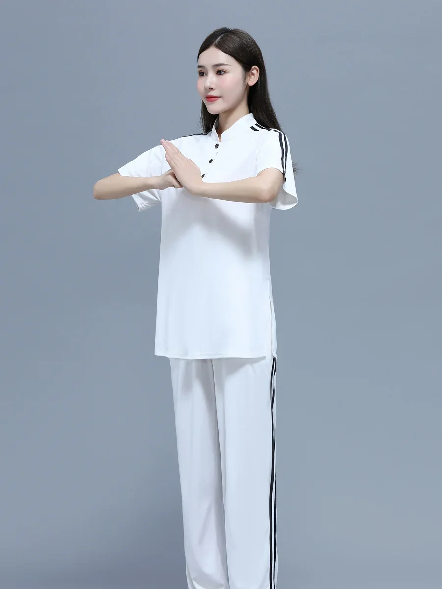 Tai Chi suit men's and women's short sleeved T-shirt practicing clothes Tai Chi suit set new elegant martial arts performance