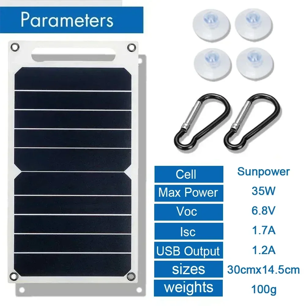 5V 35W Portable Solar Panel With USB Safe Stabilize Charger For Phone Power Bank Outdoor Camping Home RV Gift Use